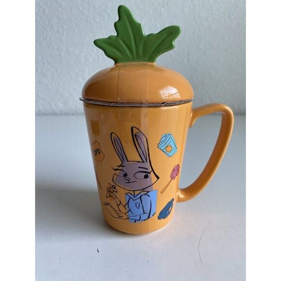 Disney Zootopia ZPD Judy Hopps Carrot Ceramic Mug with Lid Hop To It NEW - Picture 1 of 9